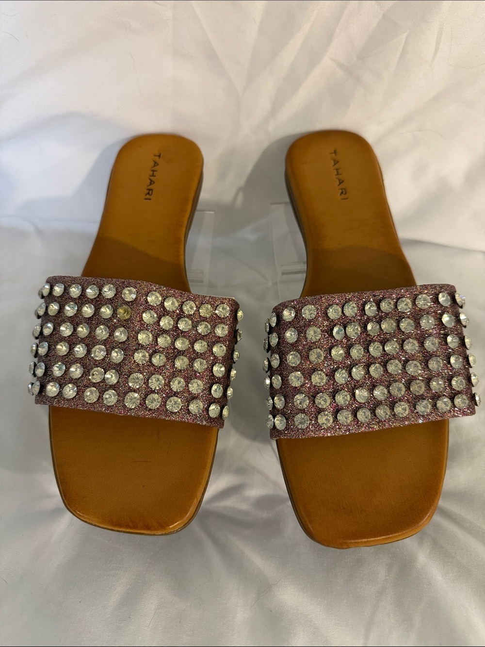 Tahari London Rhinestone Slip on Sandals New Size 8.5